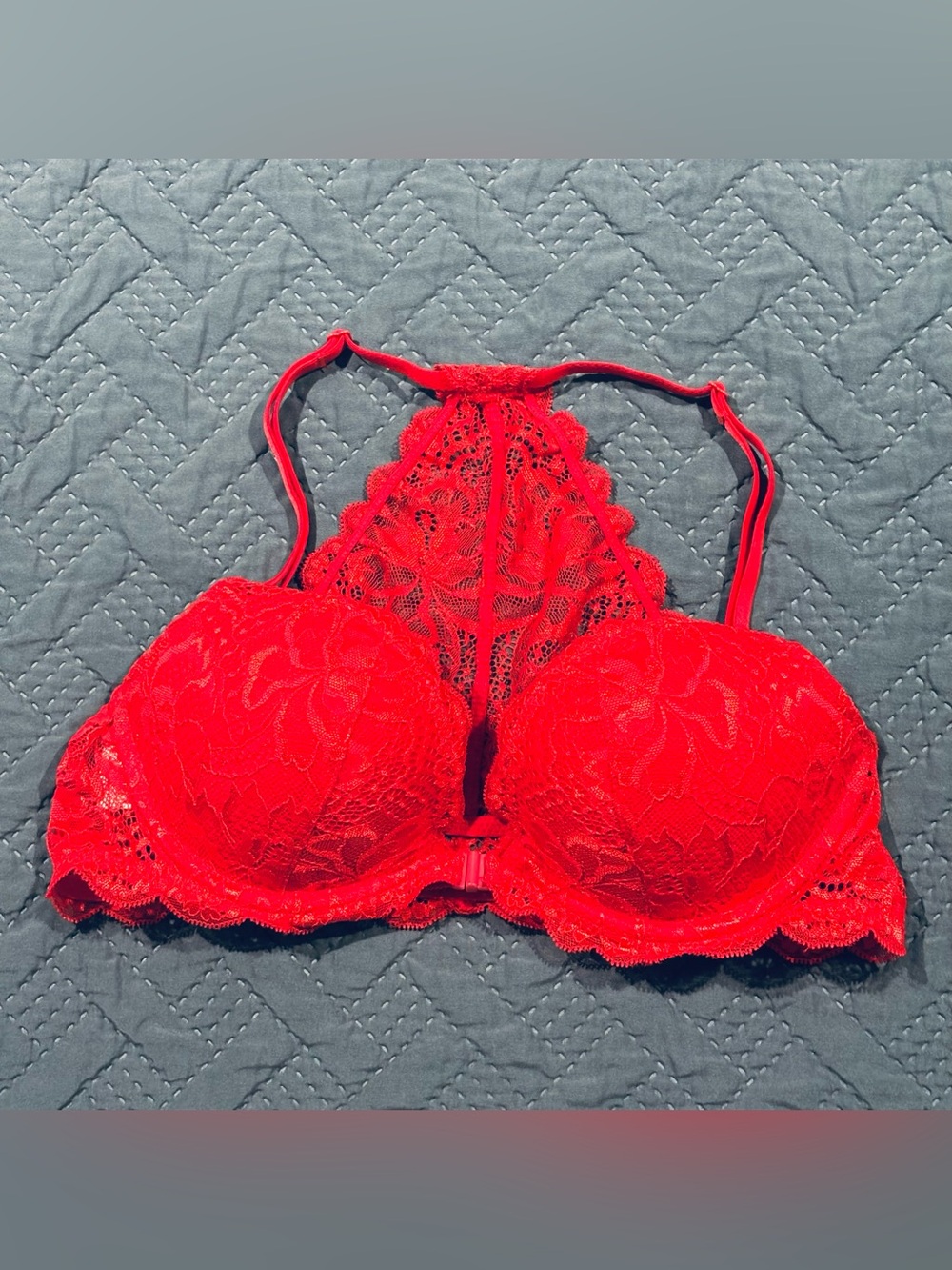 PINK Victoria's Secret Red Lace Racerback Bralette